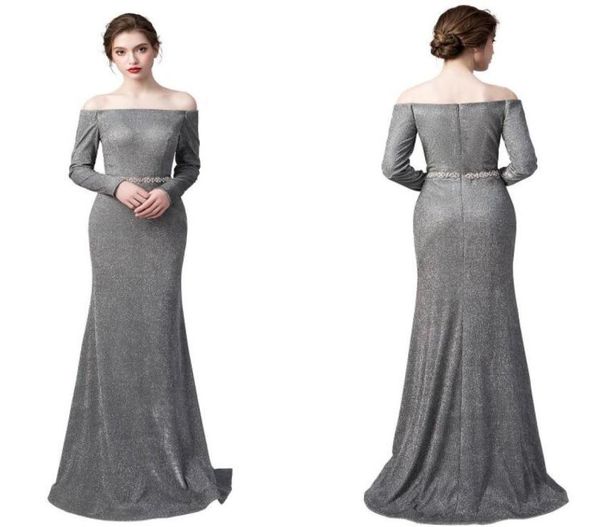 

2019 new real in stock mermaid evening dress special occasion dresses beaded bateau long sleeves prom party pageant gowns cu9029671, Black;red