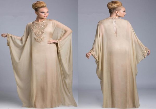 

2020 new luxury champagne dubai islamic kaftan evening dresses chiffon crystal arabic long sleeves beaded sweep train prom dress p9149936, Black;red
