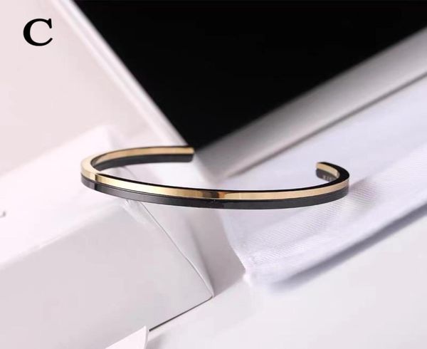 

c bangle opening bracelets women stainless steel fashion link couple jewelry gift for girlfriend christmas valentine day accessori2551621, Black