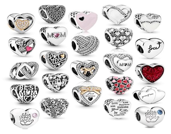 

s925 silver jewelry red heart charm fitted original bracelet diy loose bead making1637051, Black