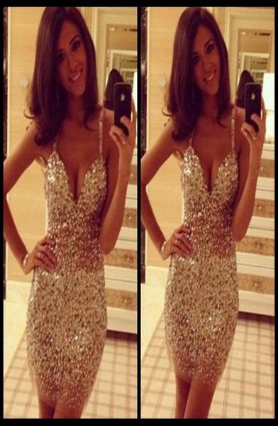 

2018 gold tight short mini sequined cocktail dresses luxury homecoming dresses party gowns elegant women club dresses3868367, Black