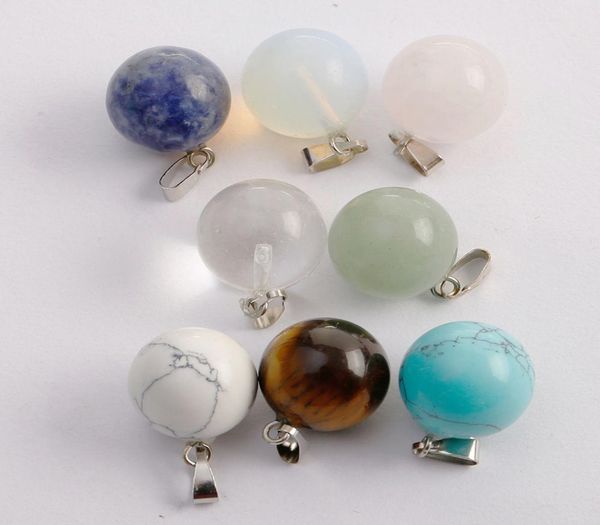 

charms sell natural agate crystal stone round ball pendants diy jewelry making earrings necklace for women gifts 8246808, Silver