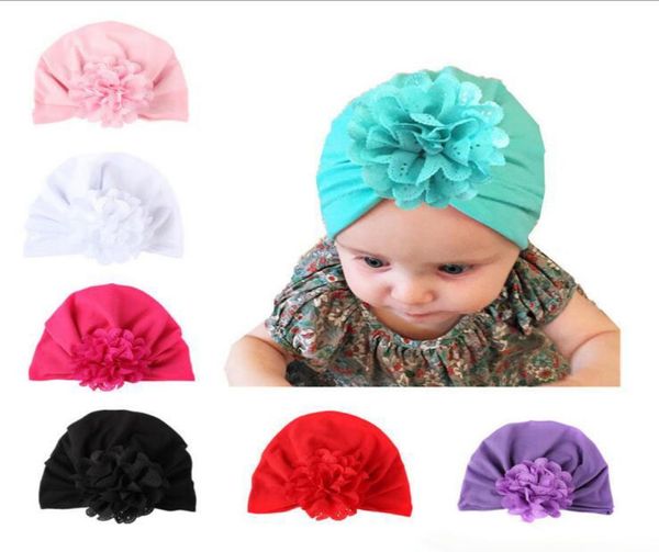 

new baby hat caps flower europe turban knot head wraps india hats ears cover kids children hollow flower bohemia beanie4125583, Yellow