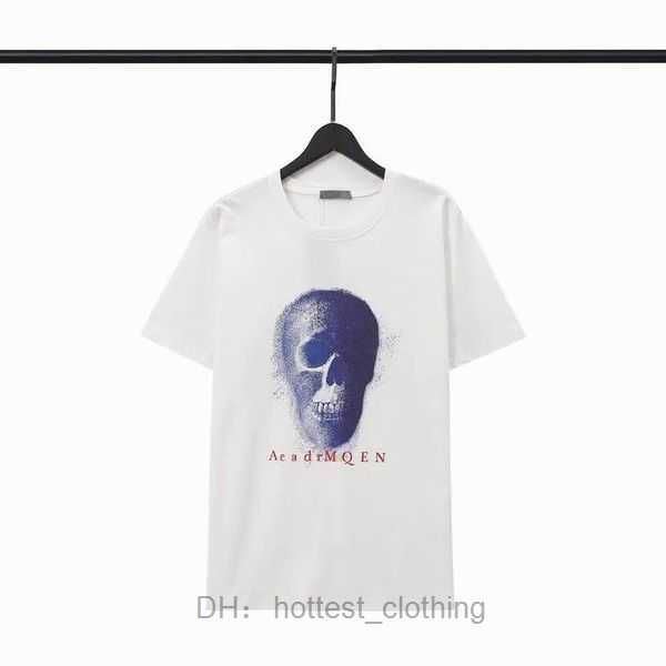 

2023 designers mcqueen mens womens t mcqueens letter pattern man s casual luxurys clothing street shorts sleeve clothes tshirts 4 j2gn, White;black