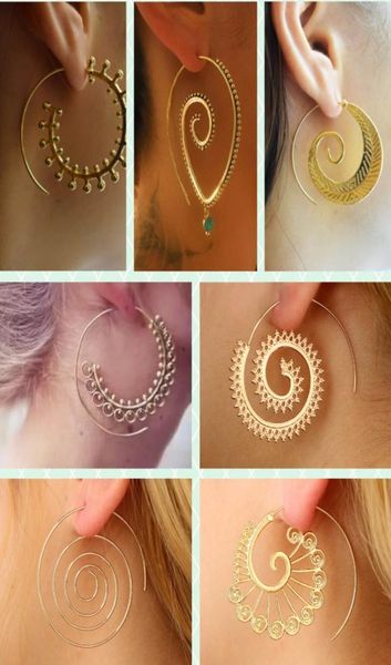 

gold earringsvintage bohemian spiral heart alloy dangle charm unique jewelry1437776, Golden;silver