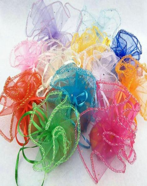 

ship 100pcs 26cm diameter organza round plain jewelry bags wedding party candy gift bags2817753, Pink;blue