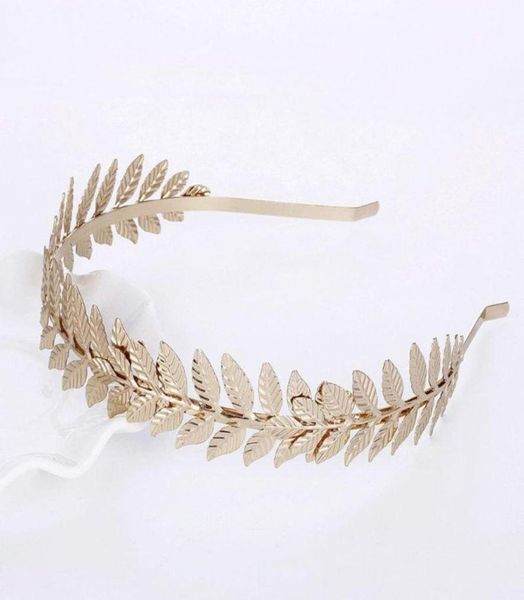 

european greek goddess headband metallic gold silver leaves crown hair band wedding bridal tiara shimmer accessories clips barre1974249, Golden;silver