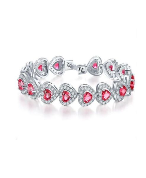 

luckyshine christmas day two pieces lot 925 silver plated fashionforward heart red green white z crystal bracelet b10582973598, Black