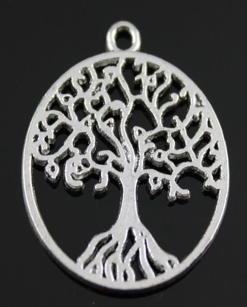 

100pcslot 25mm 2 colors antique silver antique bronze plated tree of life charm diy for handmade4419998, Bronze;silver