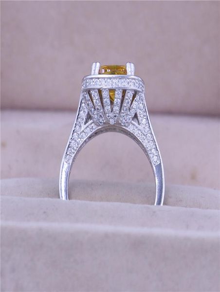 

vecalon fashion women ring cushion cut 10ct 5a zircon cz 14kt white gold filled birthstone wedding band ring for women men gift4940522, Slivery;golden