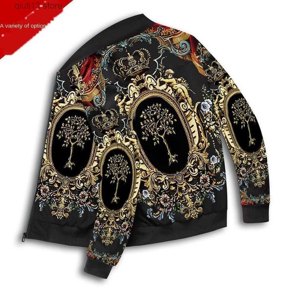 

men's jackets printing men's jacket loose plus size fashion winter casual baseball uniform ropa de hombre retro clothes streetwear, Black;brown