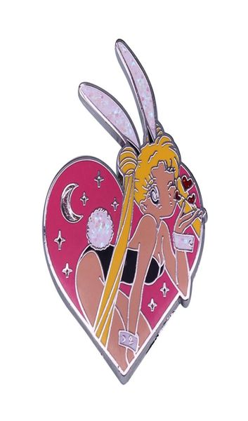 

glitter enamel pin bunny girl brooch01234567891004742, Blue