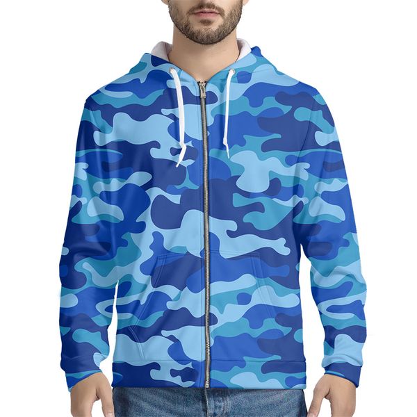 

women's hoodies sweatshirts spring men's jackets hooded coats blue camouflage print casual zipper male tracksuit jacket mens cloth, Black