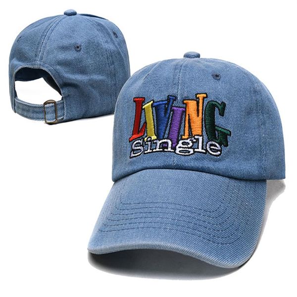 

living single denim mens womens baseball cap designer hat fitted caps street casquette adjustable dome with letter embroide353b, Blue;gray