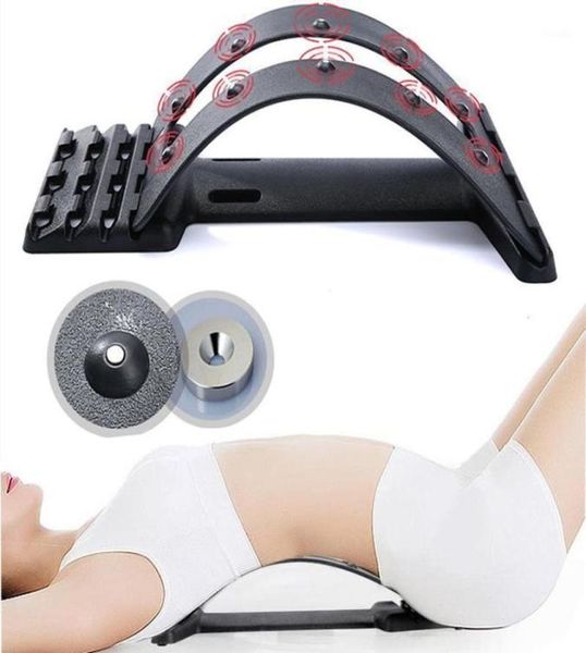 

4level back lumbar massage stretcher support upper and lower back supporter spine pain relief chiropractic stretching device17070551, Black;blue
