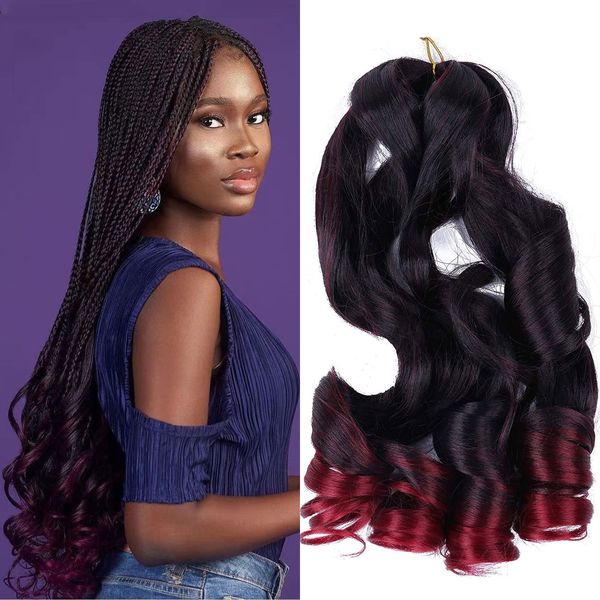 

french curly braiding hair 22 inch 75g/pack curly braiding hair pre stretched ombre synthetic bouncy loose curly braiding hair extensions fo, Black