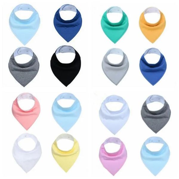 

baby bibs infant solid color burp cloths ins fashion bandana waterproof pure cotton saliva bibs kids pinafore dribble triangle bibs tl257