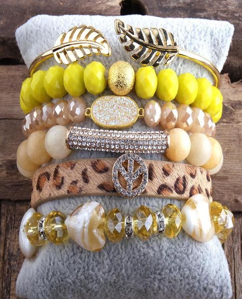 

rh fashion boho jewelry accessory stone beaded bracelet 5pc stack bracelet bangle set for peace bohemian jewelryes gift7336133, Black