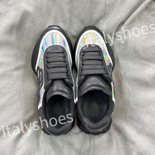 

new luxurys reflective leather dad shoes space stitching material sneakers designer sneakers modern autumn winter trendy shoe xsd230403, Black