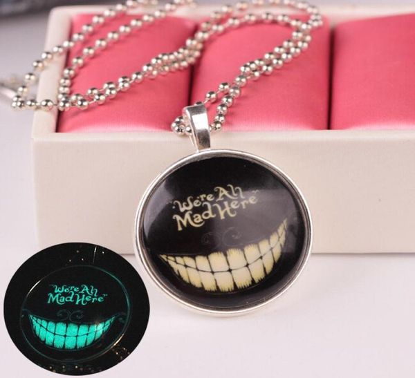 

luminous necklace halloween gift jewelry glow in the dark quotwe are all mad herequot punk necklace5218131, Silver