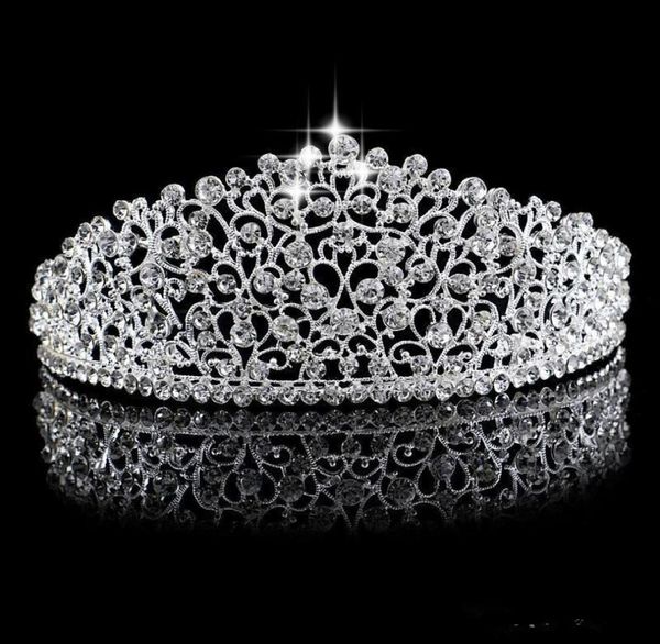 

sparkling silver big wedding diamante pageant tiaras hairband crystal bridal crowns for brides prom pageant hair jewelry headpiece6557541