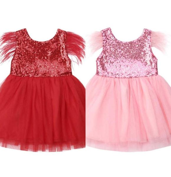 

christmas kid red dress for girl toddler baby girl sequins princess tutu dress feathers sleeve girl party wedding birthday dress q1627218, Red;yellow