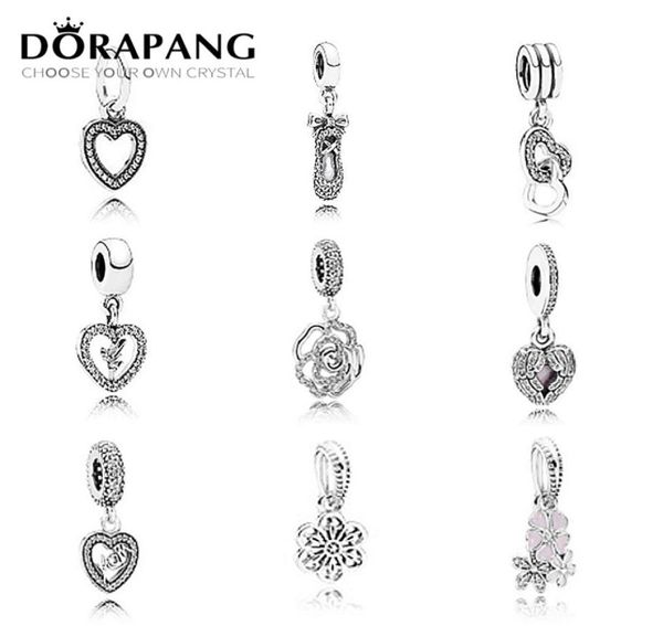 

dorapang 925 sterling silver charm love crystal snowflake beads collocation bracelet pendant diy bracelet factory whole9749932, Black