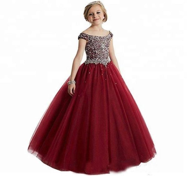 

luxury beads sequins girls pageant dresses crystal ball gown kids formal wear flower girls dresses for wedding2568852, White;blue