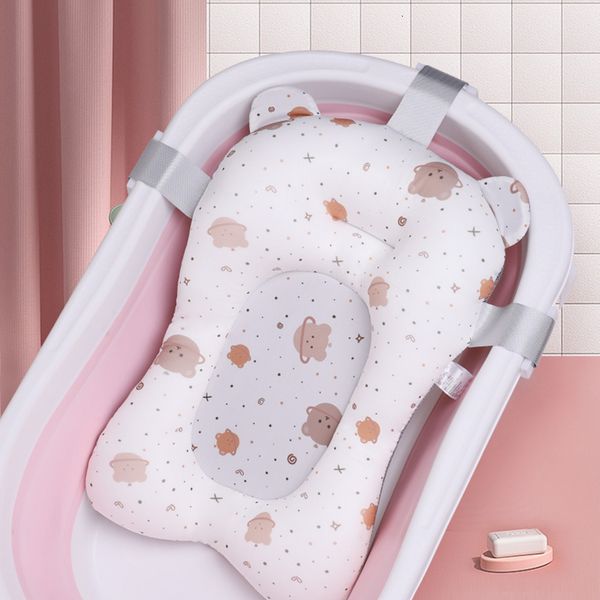 

bathing tubs seats cartoon baby shower bath tub pad nonslip born bathtub mat safety nursing foldable support comfort body cushion pillow 230