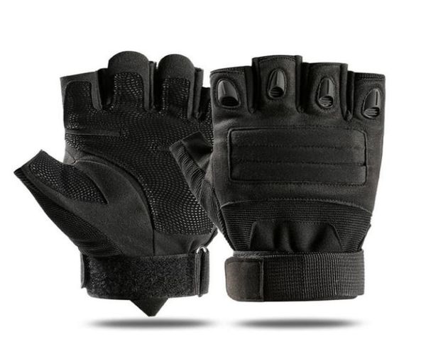 

outdoor sports tactical fingerless gloves military airsoft gloves for shooting cycling rubber knuckle touchscreen1648885, Black