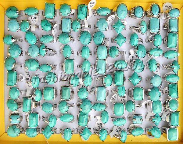 

20pcs whole lots jewelry silver plated turquoise rings new r0215205606221, Golden;silver