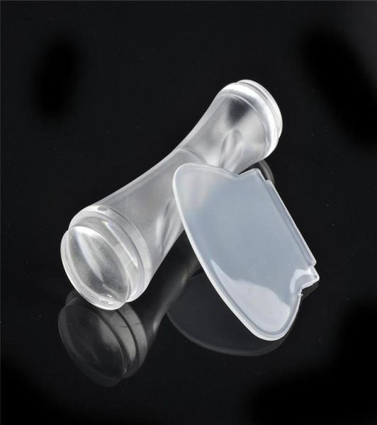 

doubleend nail art stamper pure clear jelly silicone nail art stamper scraper 24cm 28cm nail stamp stamping tool 06030501987522, White