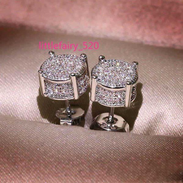 

stud men women earrings studs yellow white gold plated sparkling cz simulated diamond earrings for men women, Golden;silver