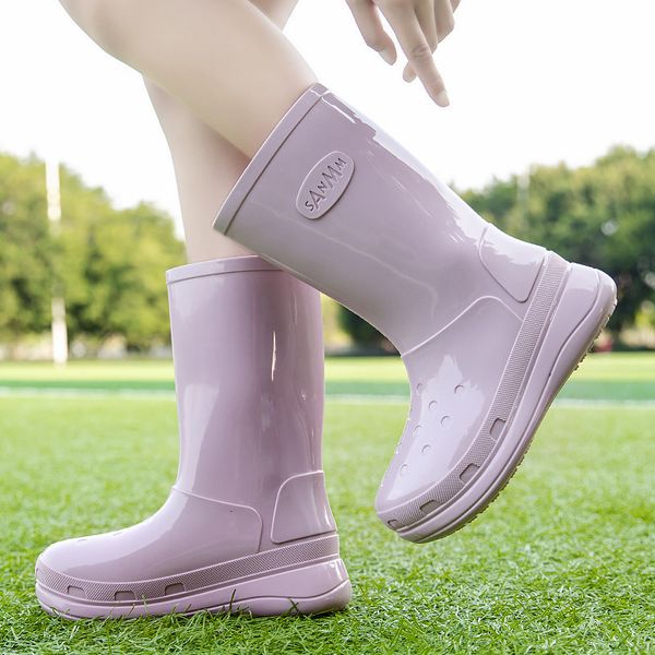 

rain boots fashion high tube women paltform rainboots for outdoor waterproof boating shoes nonslip summer women's 2023 230718, Black;red
