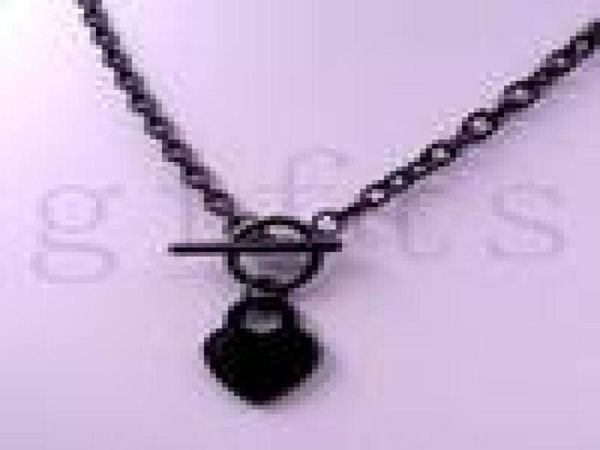 

women039s stainless steel heart toggle necklace bracelet chain set black charm2414731, Silver