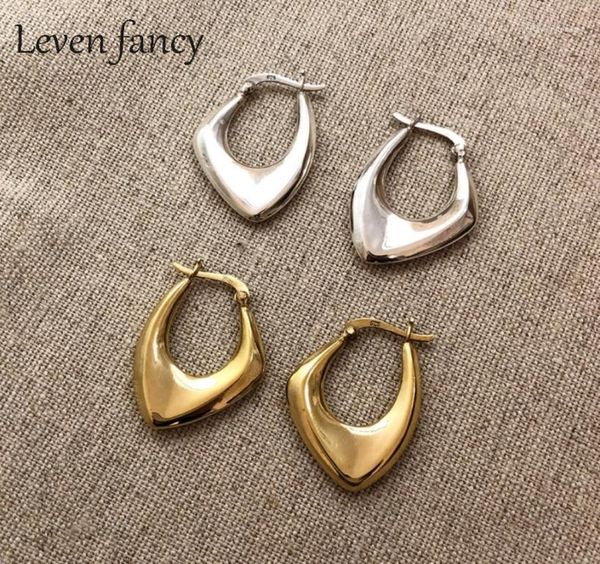 

girls 925 sterling silver irregular earrings for women nordic style minimalist big hoop earrings female luxury party jewelry19033272, Golden;silver