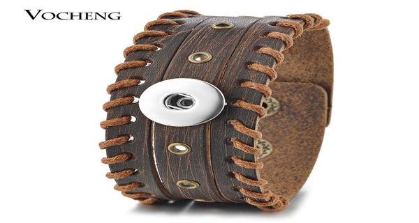 

vocheng noosa ginger snap leather bracelet vocheng interchangeable jewelry brown bangle 1snap button or 3snaps button fit 18mm n3139509, Golden;silver