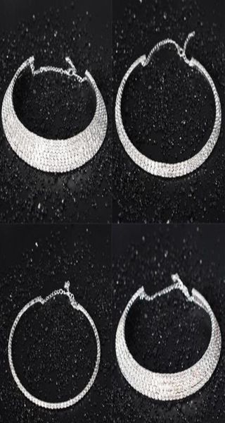 

10pcslot crystal rhinestone bride choker wedding necklace for woman fashion jewelry gift craft chokers w00855752560, Golden;silver