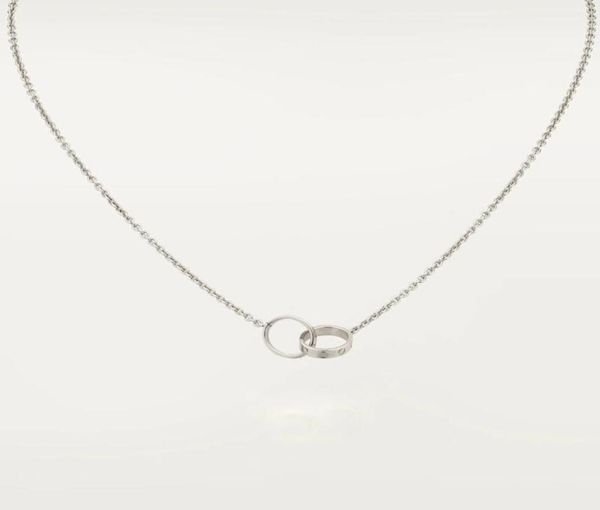 

pendant necklaces classic design double loop charms love necklace for women girls 316l titanium steel wedding jewelry collares col5277858, Silver