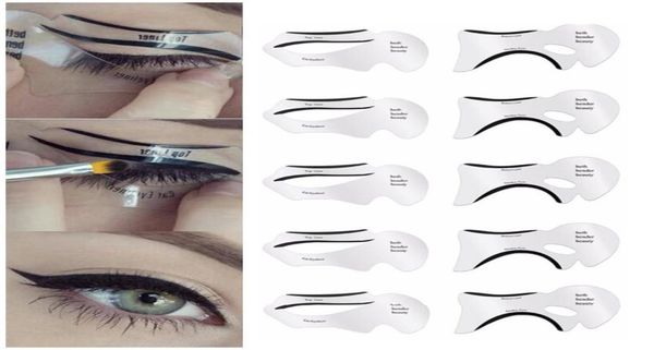 

10pcs eyeliner stencil cat eye fish tail double wing eyeliner stencil models template shaping tools eyebrows template card diy4686223