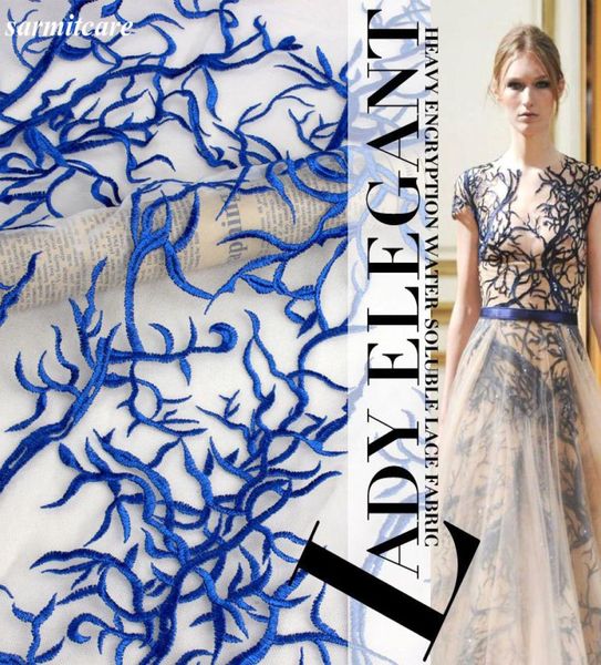 

ca081 148cm width 5ydslot exquisite embroidered blue lace fabric for wedding dress evening dress clothing accessories diy fabr8029423, White;gold