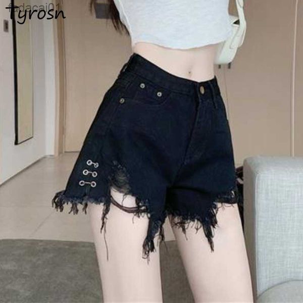 

shorts women s5xl design hole daily vintage korean style fashion aline summer denim casual simple dents allmatch new l230621, White;black