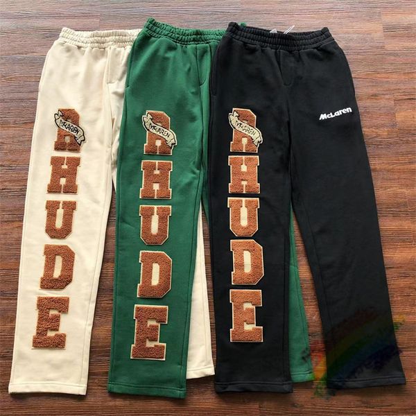 

men's pants rhude overalls men women towel embroidered sweatpants drawstring casual 230718, Black