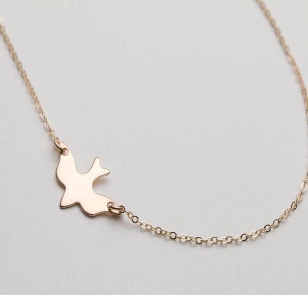

10pcs n107 gold silver tiny soar flying bird necklace peace dove necklace little swallow baby bird necklaces abstract necklaces3595124
