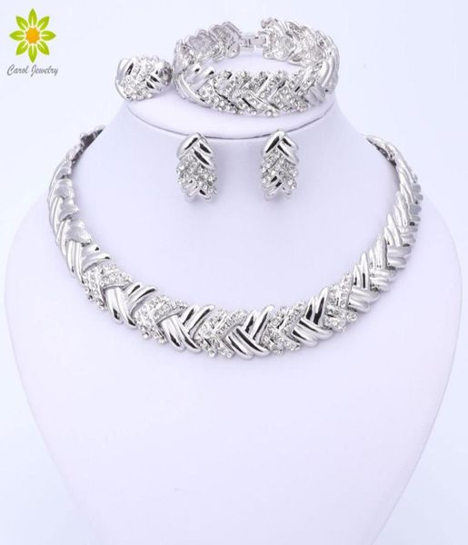 

2017 fashion dubai silver plated jewelry sets costume big design nigerian wedding african beads necklace earrings jewelry sets33221095354
