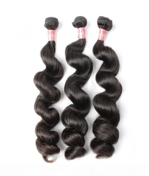 

bella hair 830inch 100 indian unprocessed virgin human hair extensions natural color loose wave hair bundles9464737, Black