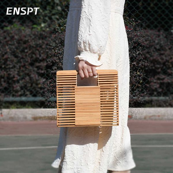 

ins spring/summer new knitted bag half month bamboo knot holiday knitted bag finished beach hollow bamboo basket bag 230718