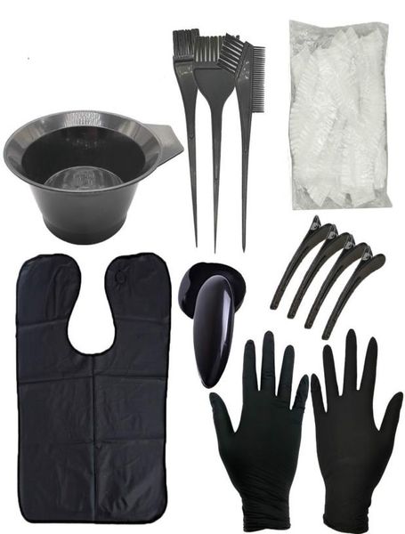 

9pcs hair dye coloring kit disposable hairdressing cape shower clip brush comb mixing bowl brushes salon supplies for hairstylist8267619