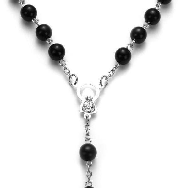 

pendant necklaces crucifix charm fashion rosary beads chain jesus virgin mary cross necklace9547943, Silver