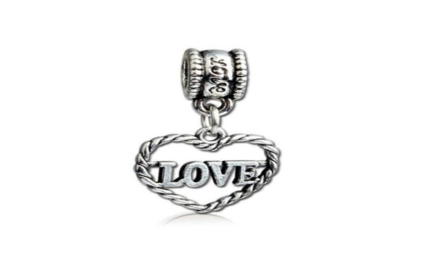 

love letter heart shape dangle pendant alloy charm bead fashion women jewelry stunning european style for p bracelet necklac2314517, Bronze;silver